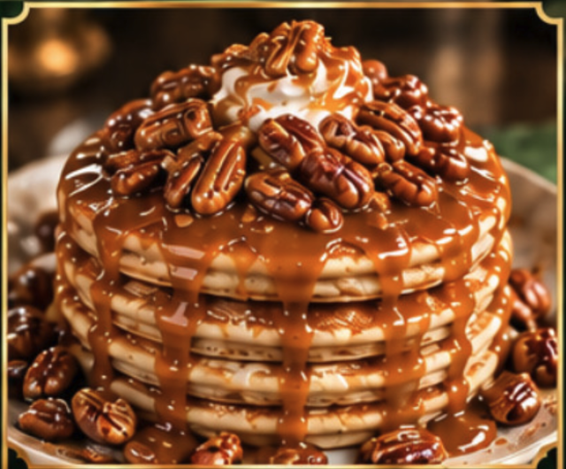 Caramel Pecan Pancake Stack.