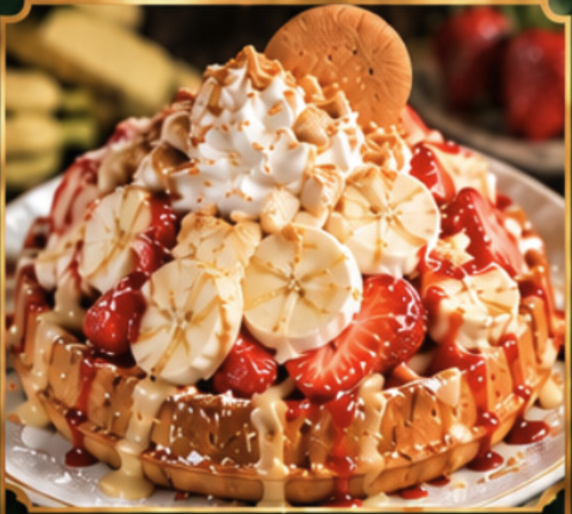 Strawberry Banana Pudding Waffle.