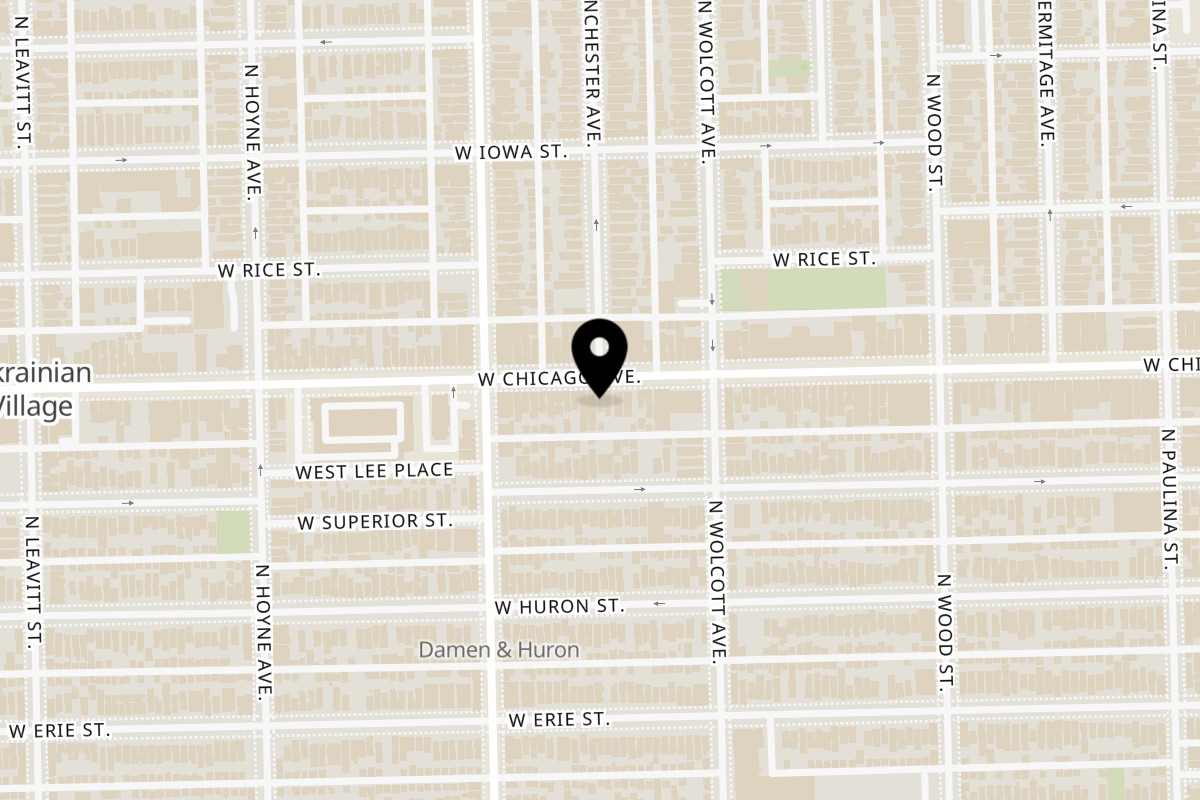Map showing the location of Soule To Soule on 1931 W Chicago Ave in Chicago